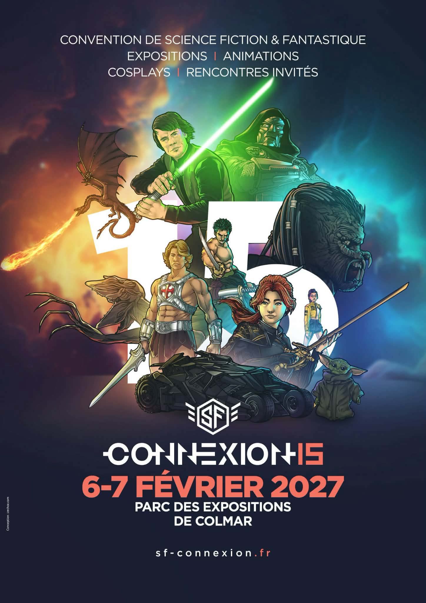 Affiche officielle de SF Connexion 15, les 6 et 7 février 2027 au Parc des Expositions de Colmar